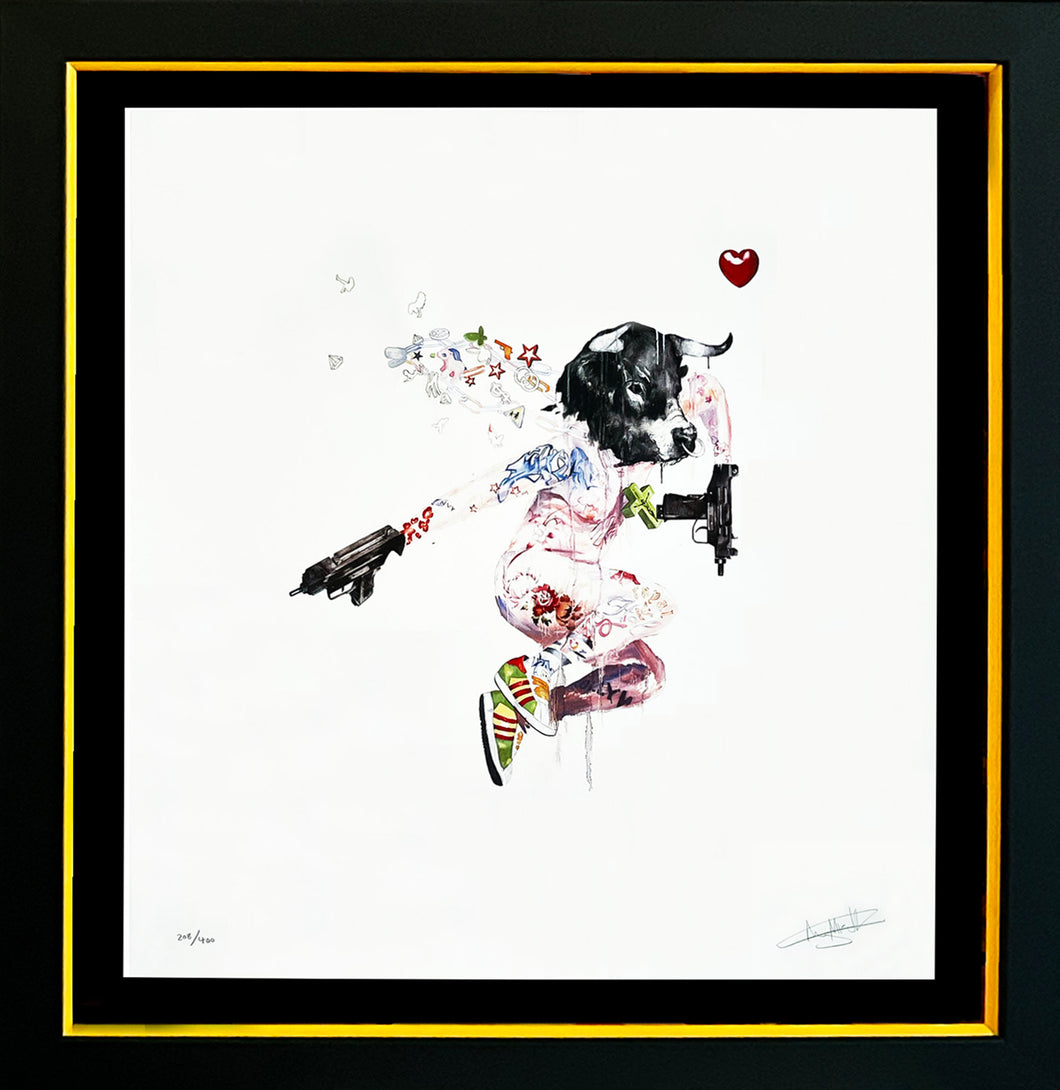 ANTONY MICALLEF 'Uzi Lover I' Rare Framed Offset Lithograph - Signari Gallery 