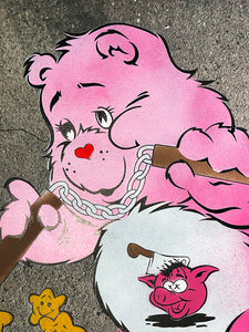BEN EINE 'Scare Bear' (pink) Spray/Stencil + Screen Print - Signari Gallery 