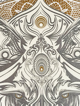 Load image into Gallery viewer, CHRIS SAUNDERS &#39;White Wolf Mandala&#39; Screen Print