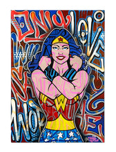 Load image into Gallery viewer, DOPEDOUT M &#39;Wonder Woman: Only Love...&#39; Original on Canvas - Signari Gallery 