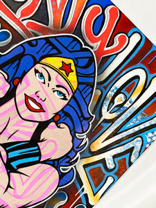 DOPEDOUT M 'Wonder Woman: Only Love...' Original on Canvas