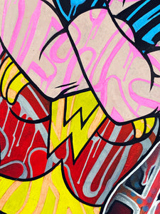 DOPEDOUT M 'Wonder Woman: Only Love...' Original on Canvas