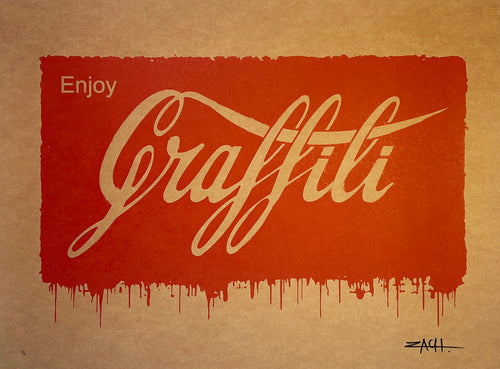 ERNEST ZACHAREVIC 'Enjoy Graffiti' (kraft) Rare Screen Print - Signari Gallery 