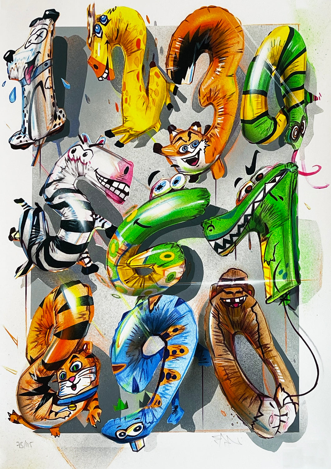 FANAKAPAN 'Animal Numbers' Giclée Print