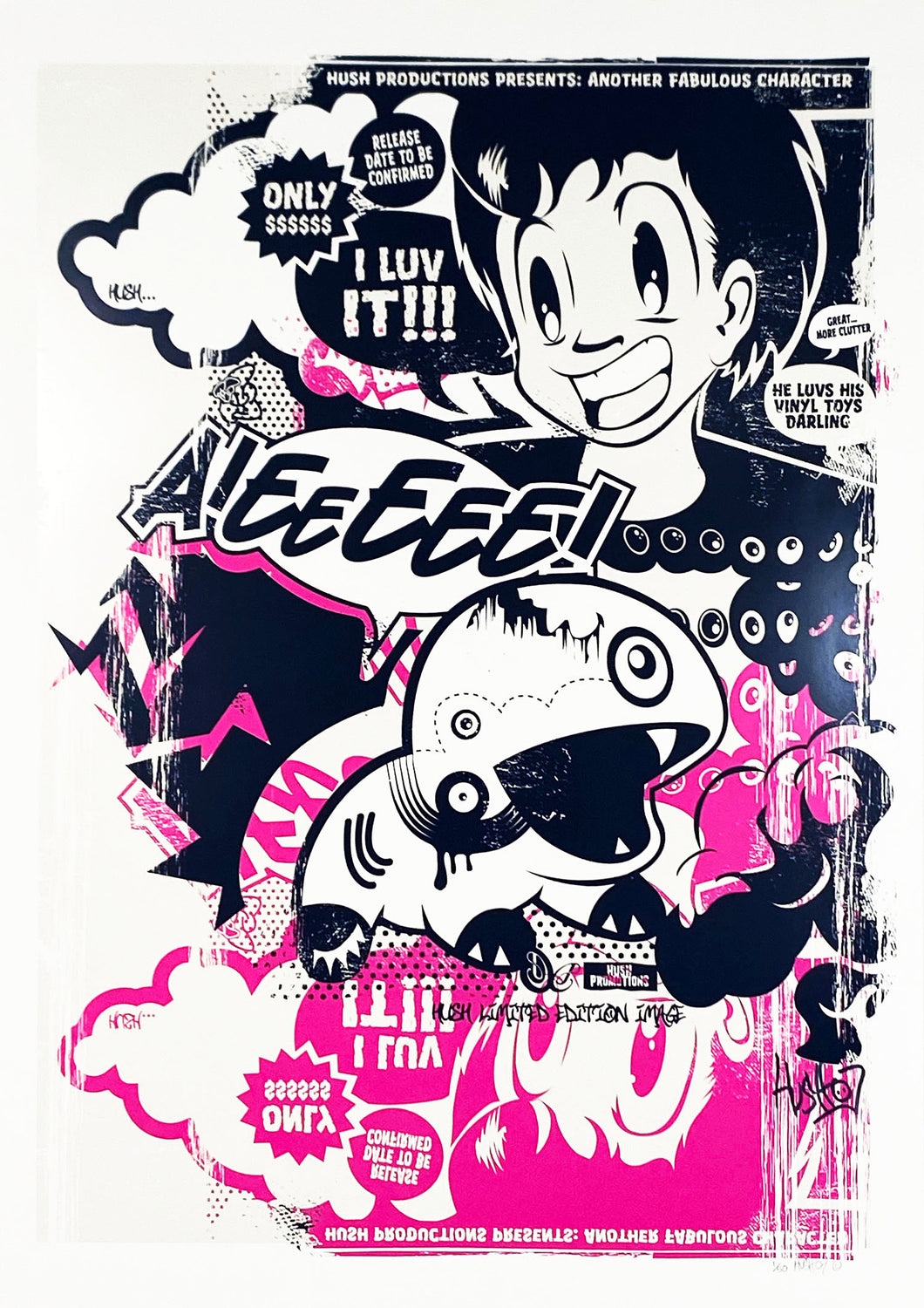 HUSH 'Luv Your Vinyl' (pink) Screen Print (#1) - Signari Gallery 
