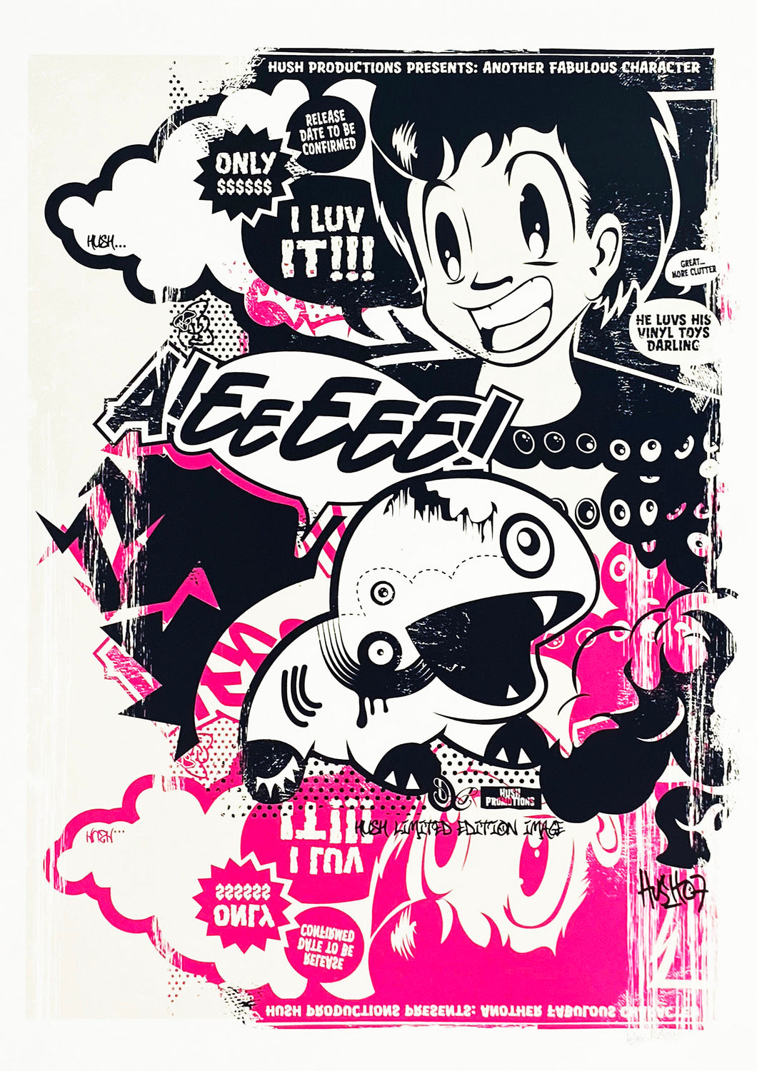 HUSH 'Luv Your Vinyl' (pink) Screen Print (#43) - Signari Gallery 