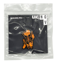 Load image into Gallery viewer, KAWS x NGV &#39;Skeleton&#39; (orange) Enamel Pin