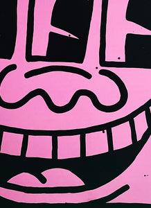 KEITH HARING '3-Eyed Face' (pink) Offset Lithograph - Signari Gallery 