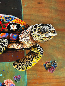 LOUIS MASAI 'Turtle Love Affair: Butterfly Fish' Hand-Embellished Print