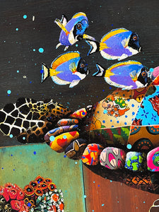 LOUIS MASAI 'Turtle Love Affair: Butterfly Fish' Hand-Embellished Print