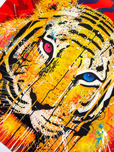MARKO93 'Pink Blue Eyes Tiger' 4-Color Lithograph Print - Signari Gallery 