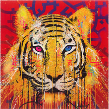 Load image into Gallery viewer, MARKO93 &#39;Pink Blue Eyes Tiger&#39; 4-Color Lithograph Print - Signari Gallery 
