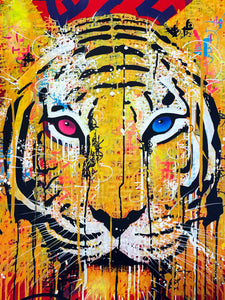 MARKO93 'Pink Blue Eyes Tiger' 4-Color Lithograph Print - Signari Gallery 