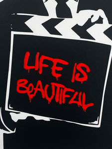 MR BRAINWASH 'Life is Beautiful (Hitchcock)' (red) Screen Print