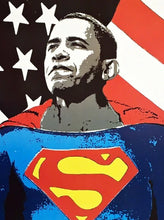 Load image into Gallery viewer, MR. BRAINWASH &#39;Obama Superman&#39; (gold) Framed Screen Print - Signari Gallery 