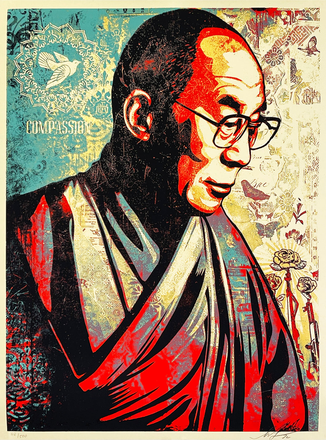 SHEPARD FAIREY 'Compassion (His Holiness The Dalai Lama)' Screen Print - Signari Gallery 