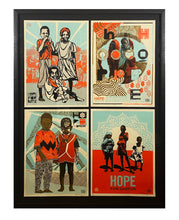 Load image into Gallery viewer, SHEPARD FAIREY x CLEON PETERSON &#39;Hope for Darfur&#39; Framed 4-Screen Print SET - Signari Gallery 