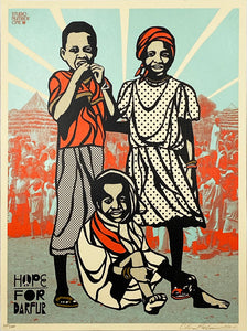 SHEPARD FAIREY x CLEON PETERSON 'Hope for Darfur' Framed 4-Screen Print SET