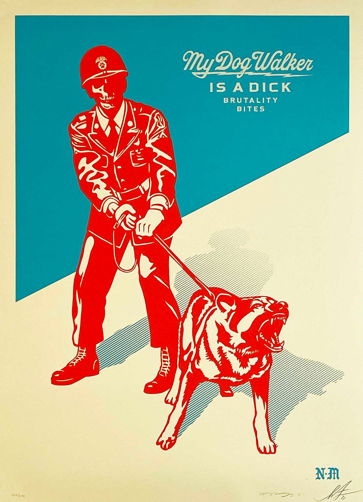 SHEPARD FAIREY 'Sadistic Dog Walker' (blue) Screen Print