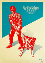 Load image into Gallery viewer, SHEPARD FAIREY &#39;Sadistic Dog Walker&#39; (blue) Screen Print