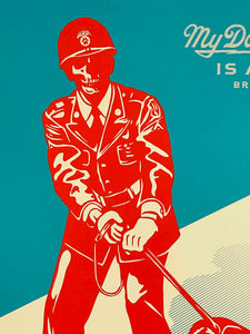 SHEPARD FAIREY 'Sadistic Dog Walker' (blue) Screen Print