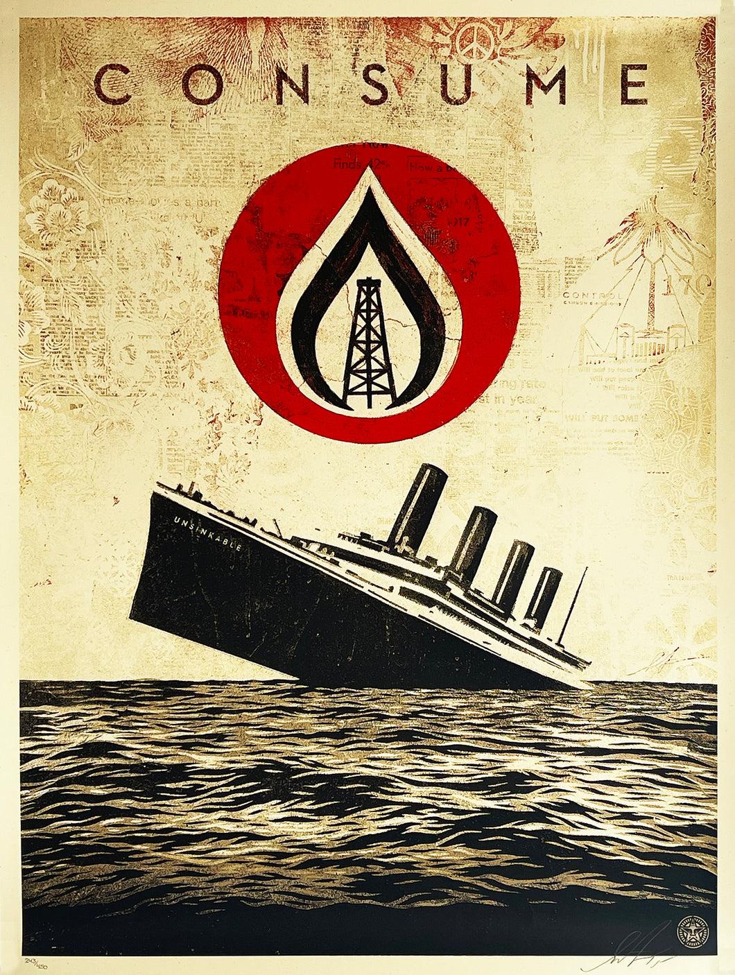 SHEPARD FAIREY 'Unsinkable Consumption' Screen Print