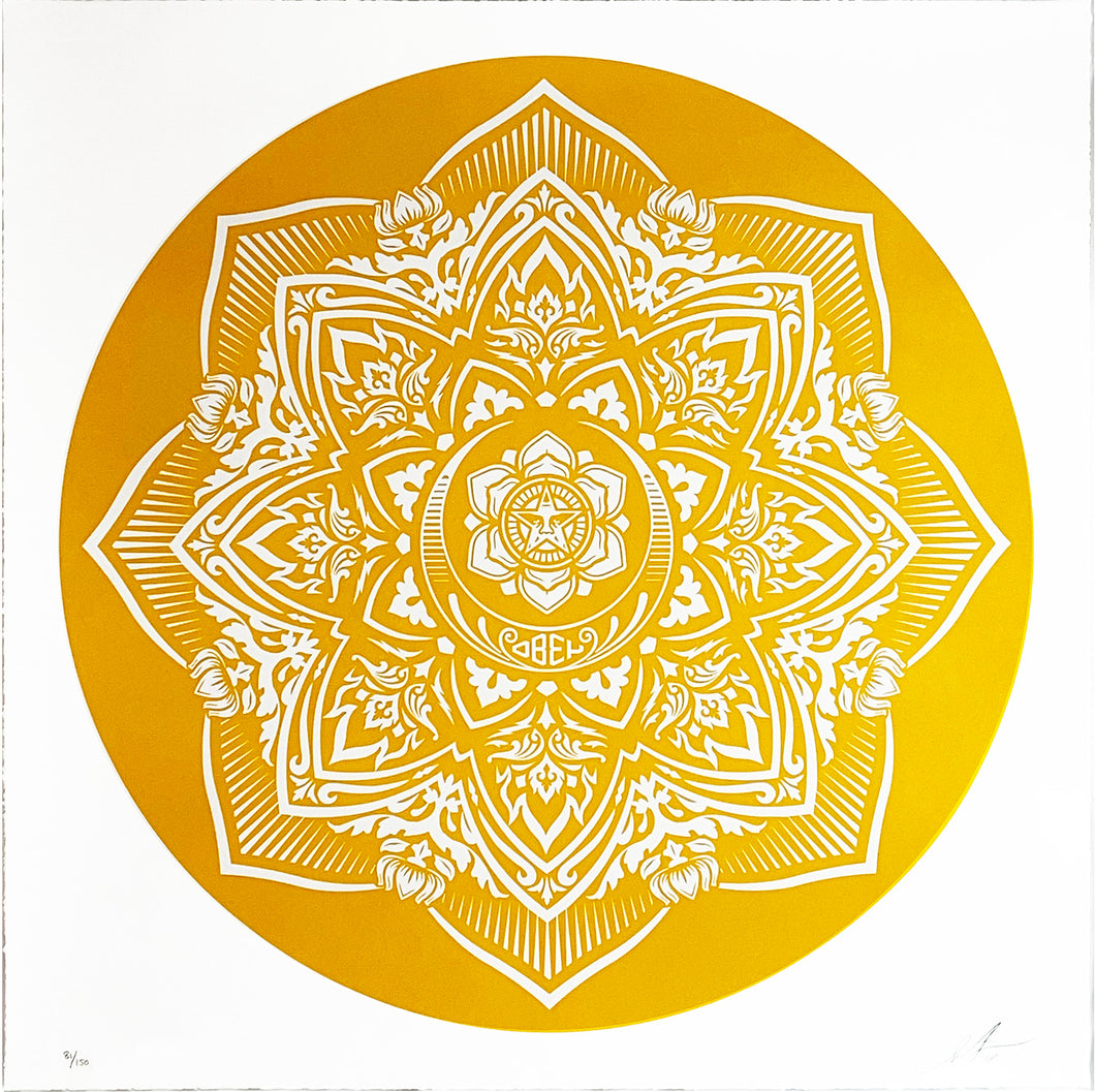 SHEPARD FAIREY 'Yellow Mandala' Screen Print