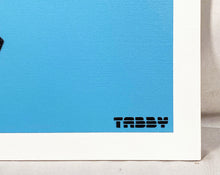 Load image into Gallery viewer, TABBY &#39;The Sound of Uzis&#39; (blue) HPM on Canvas Panel