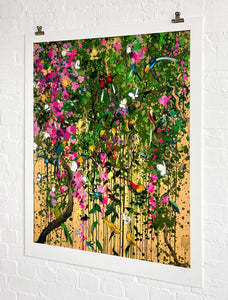 XENZ 'Paradise XL' Flatbed Print on Gold Silkscreen + Varnish