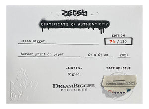 ZEDSY 'Dream Bigger' Screen Print - Signari Gallery 